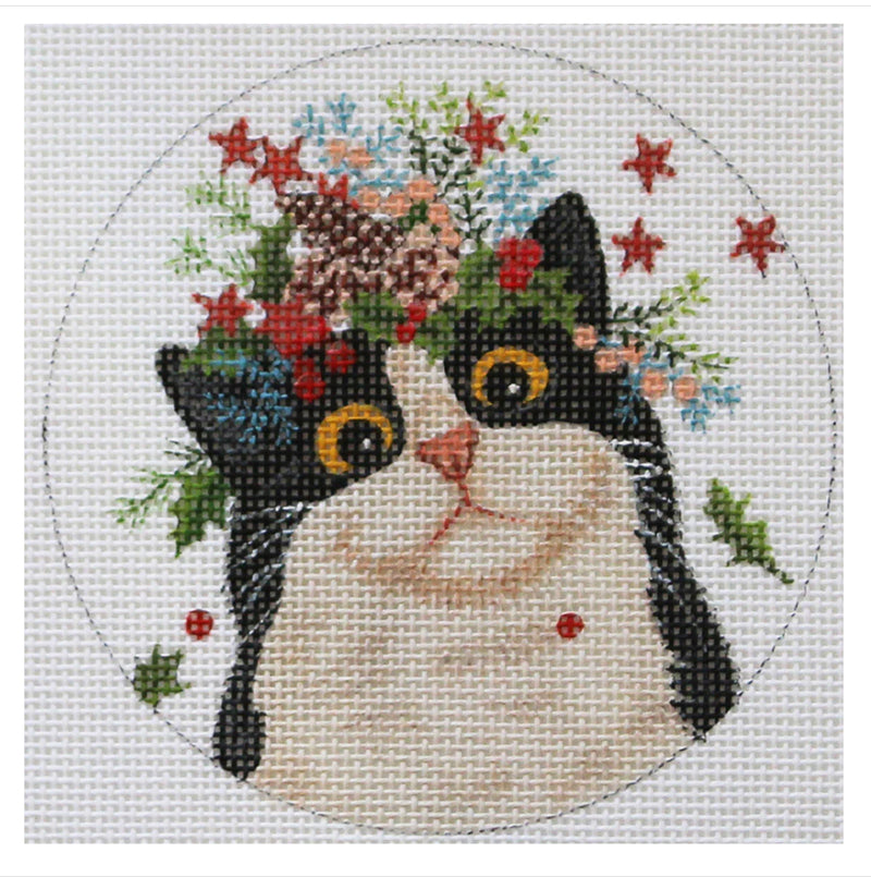 PLD-VM-1720-O Winter Cat with Flowers Ornament