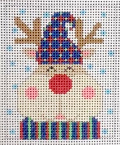 Cheryl Huckaby:CH-1249 (Reindeer Ornament - Blue  Hat)