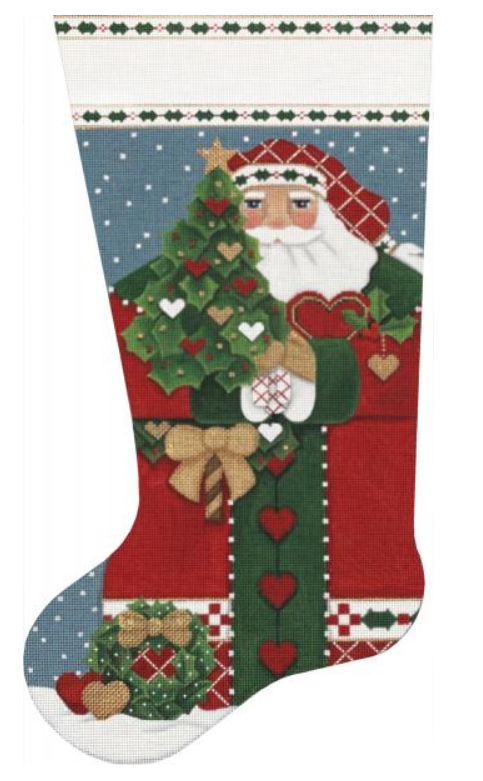 2322 Holly Heart Santa  Sock