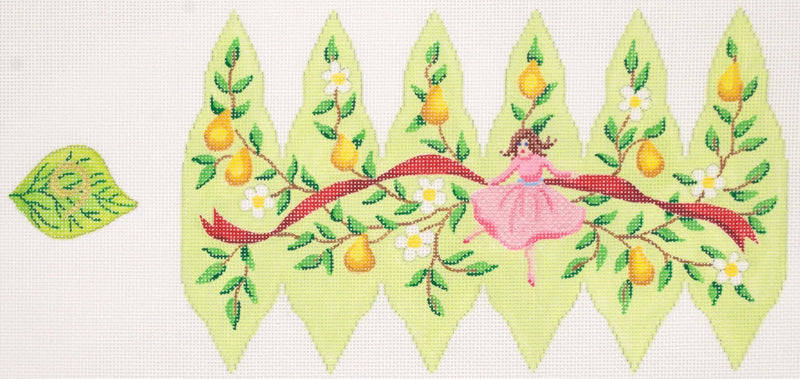XM-102 - Christmas Ornament – 12 Days Stuffed Pear – Ladies Dancing (Day 9) (stitch guide in notebook)