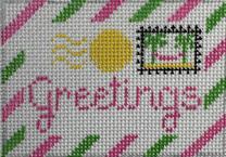 344 Pink Green Greetings Tag