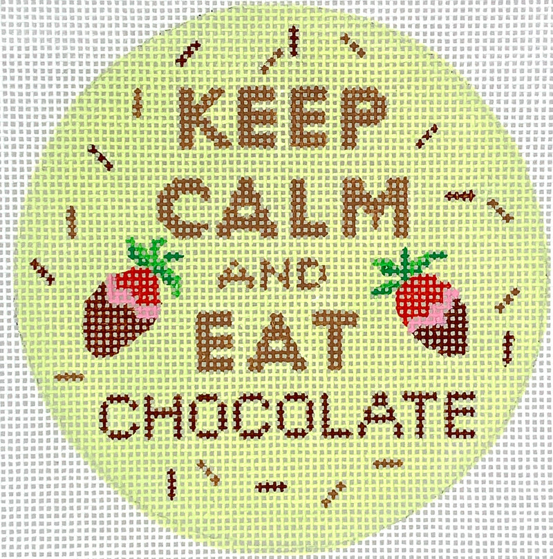 INSMC-66 Planet Earth & Lee 4” Round – Keep Calm & Eat Chocolate – multi on light green