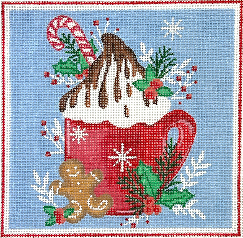 RH-PL-04 Rose Halsey – Cocoa Mug w/ Whipped Cream, Chocolate Sauce & Candy Cane