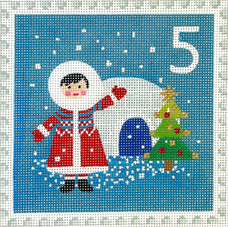 KH-PL-05 Klara Hawkins – Advent Stamp #5 – Eskimo w/ Igloo