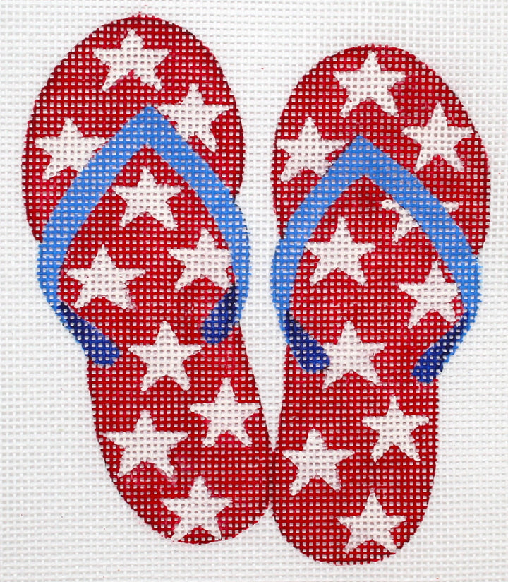 OM-224 Mini Patriotic Flip Flops – red w/ white stars & blue straps