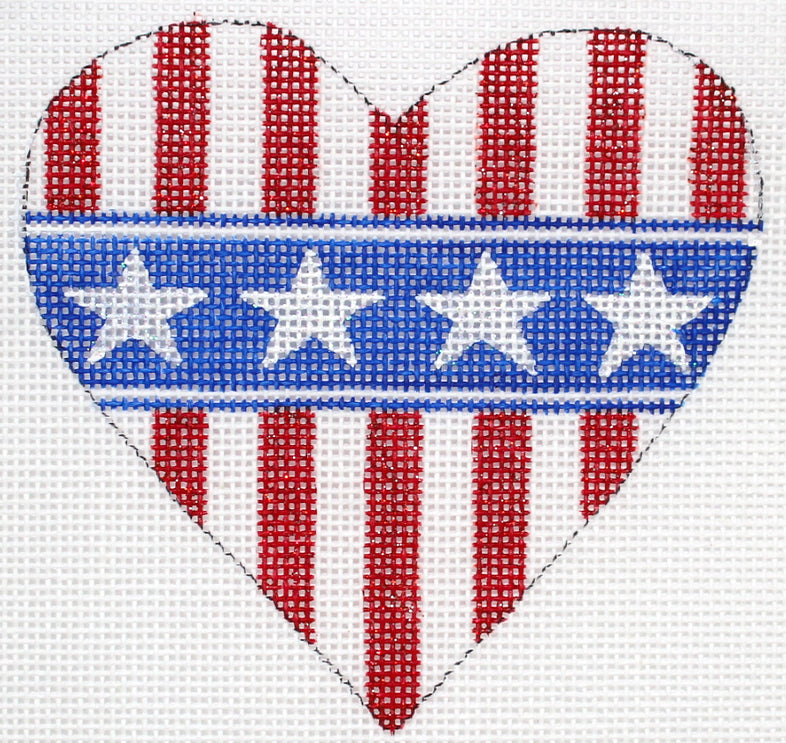 OM-229 Mini Heart – Patriotic Red & White Stripes w/ Starred Blue Stripe