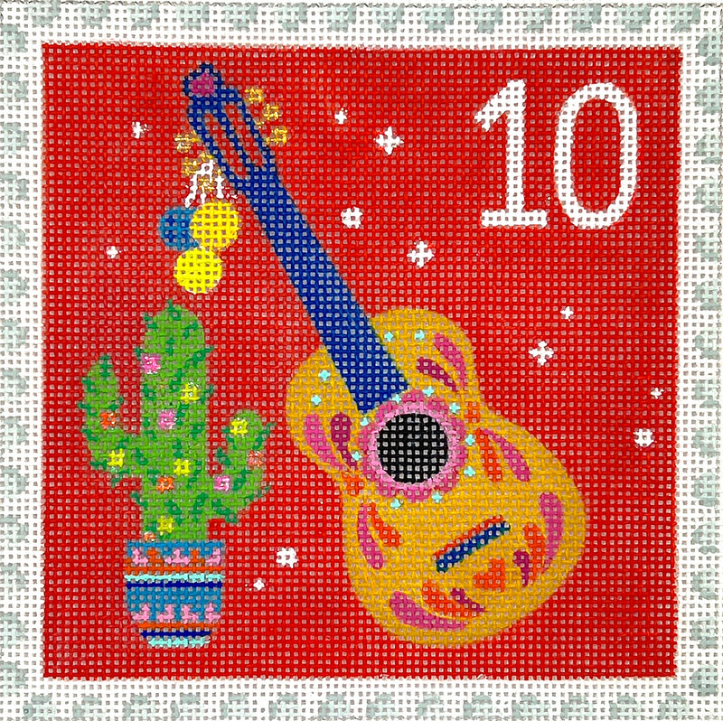 KH-PL-10 Klara Hawkins – Advent Stamp #10 – Cactus & Guitar