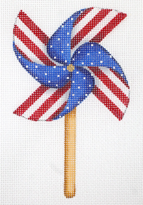 OM-218 Mini Patriotic Pinwheel – red, white & blue w/ tans