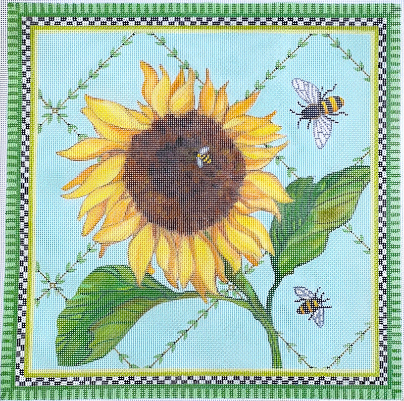 SER-PL-05 Sally Eckman Roberts – Sunflower & Bees on Vine Lattice