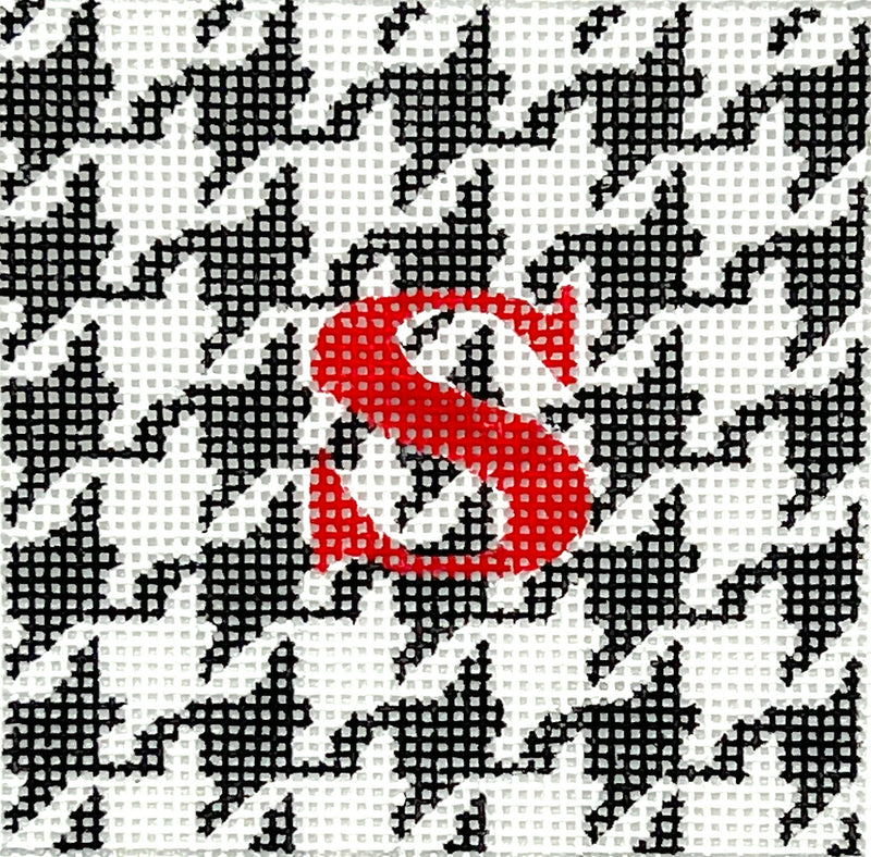 INSSQ3-06 Planet Earth 3” Square Insert – Houndstooth – black & white w/ red lettering (specify monogram or blank)