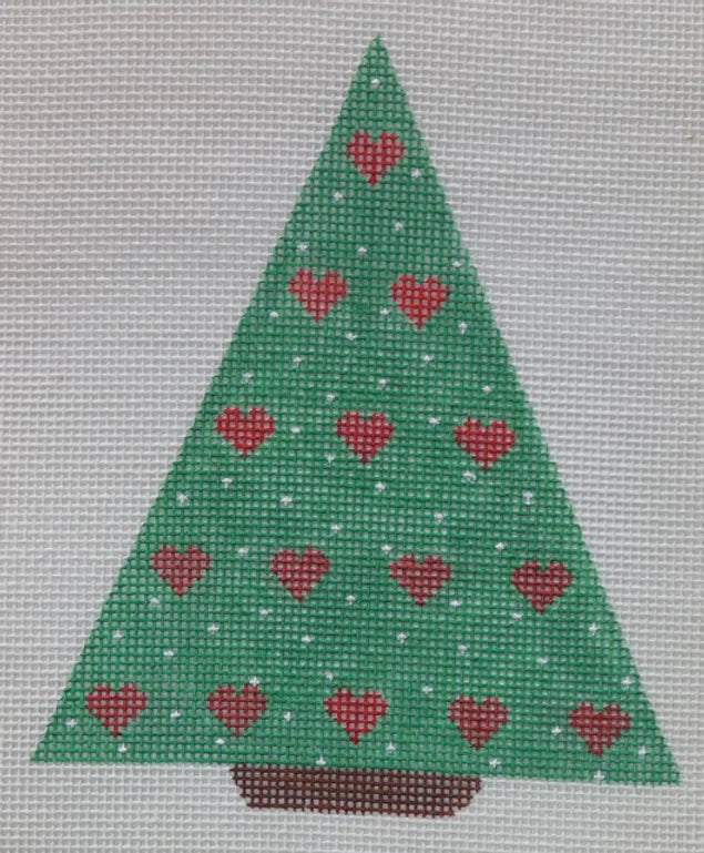 XM-56 Christmas Ornament – Hearts Tree – red on green