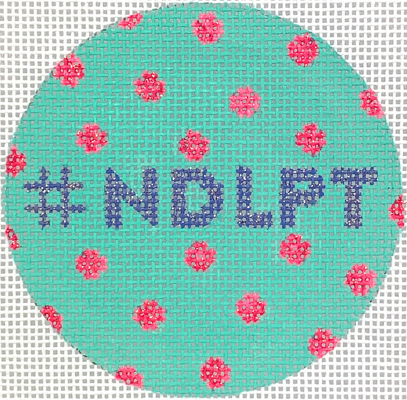 INSL3-46 Planet Earth & Lee 3” Round – #NDLPT – turquoise w/ hot pink polka dots & periwinkle letters