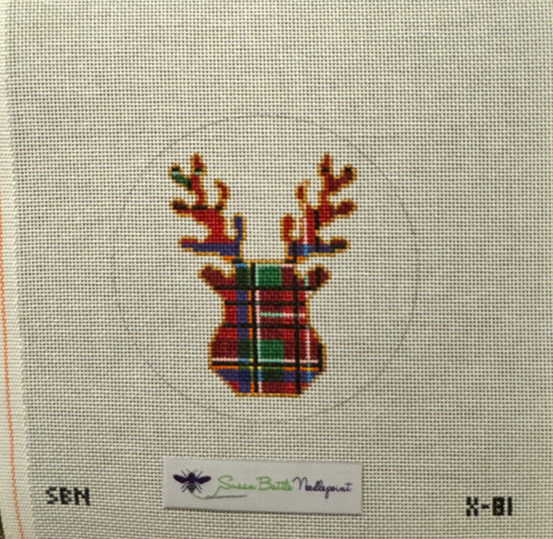 SBN-X81  Plaid Reindeer Antlers ornament