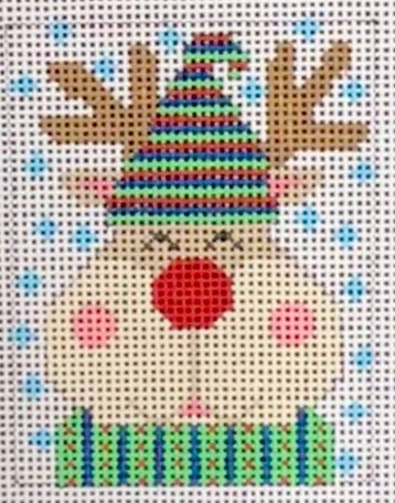 Cheryl Huckaby:CH-1247 (Reindeer Ornament - Striped Hat)