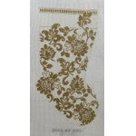 Wg12551 - J-Karen's Damask Stocking - gold & Ivory