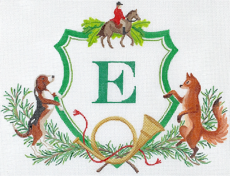 ALCR-14: Monogram Crest – Hunter, Fox, Hound & Horn w/ Greenery