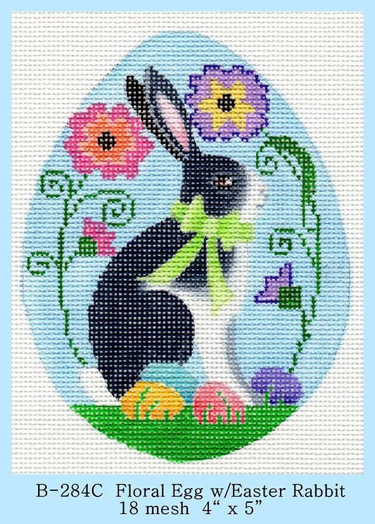 Floral Egg w/Easter Rabbit