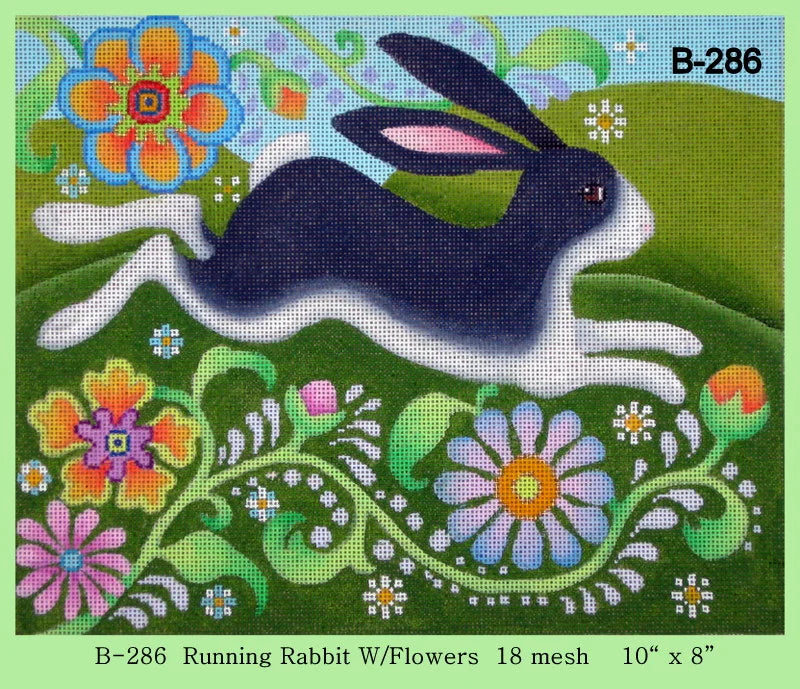 Running Rabbit w/Flowers