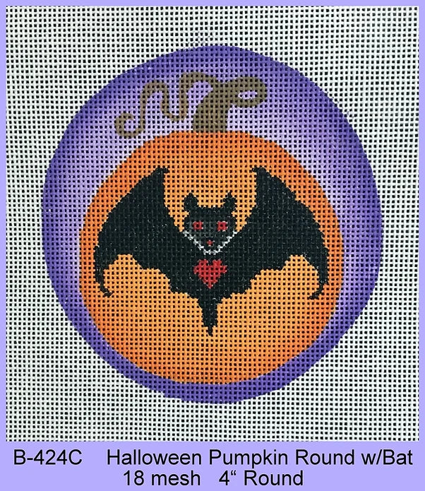 Halloween Pumpkin Round w/Bat