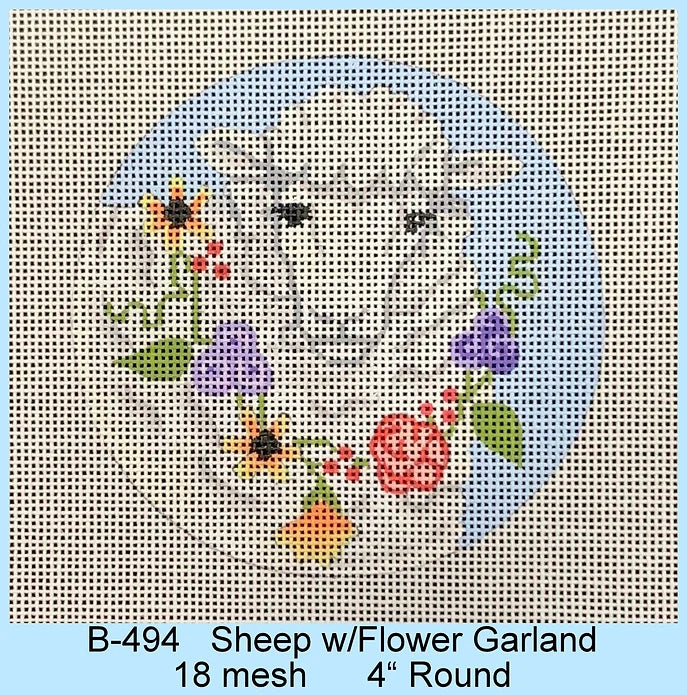 B-494 Sheep w/Flower Garland