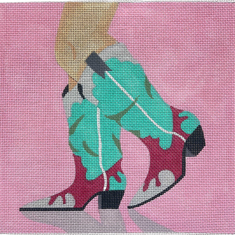 4544 HOT PINK AND TEAL COWBOY BOOTS