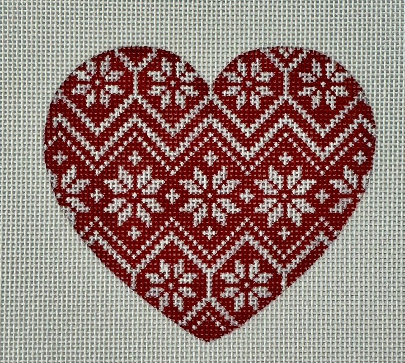 NOR20 Nordic Snowflake Zigzag Pattern Heart