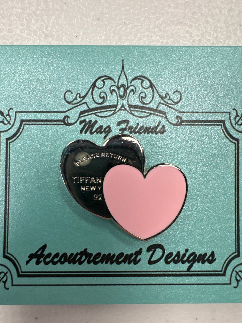 Accoutrement Designs Silver Double Hearts Pink