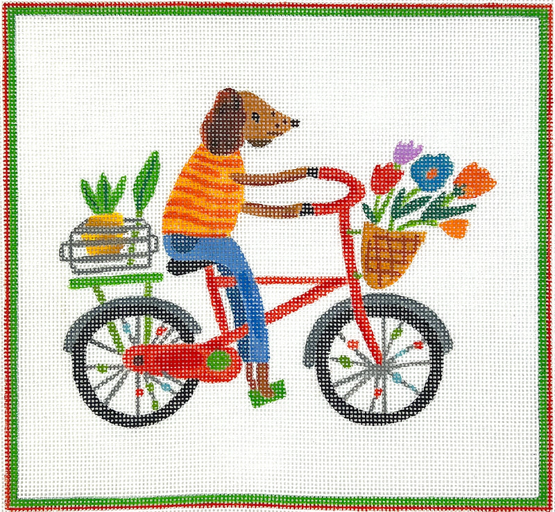 CG-PL-12 Dog on Bicycle w/ Flowers & Pineapple