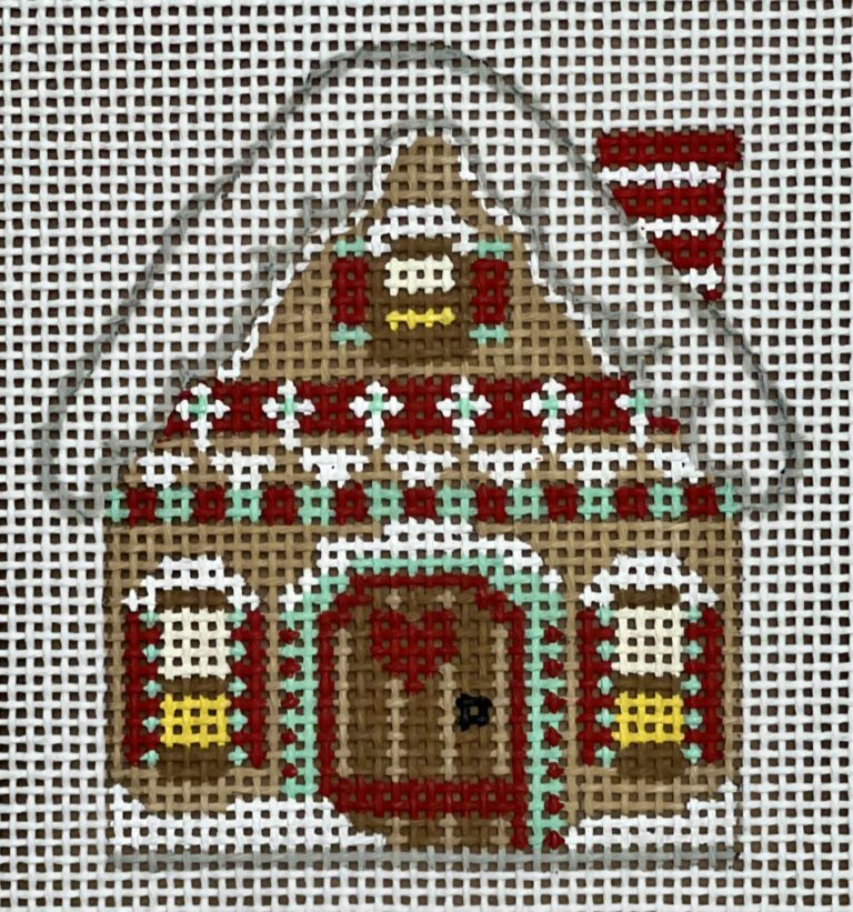 Cheryl Huckaby:CH-1256 (Gingerbread House Ornament -  Horizontal Striped Chimney)