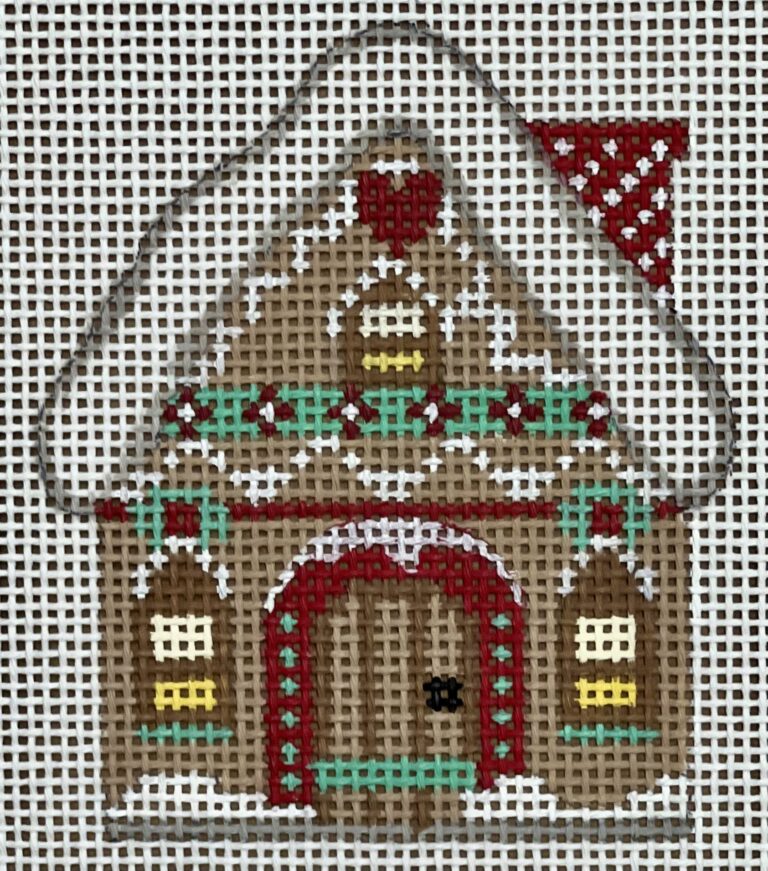 Cheryl Huckaby:CH-1257 (Gingerbread House Ornament -  Diagonal Striped Chimney)