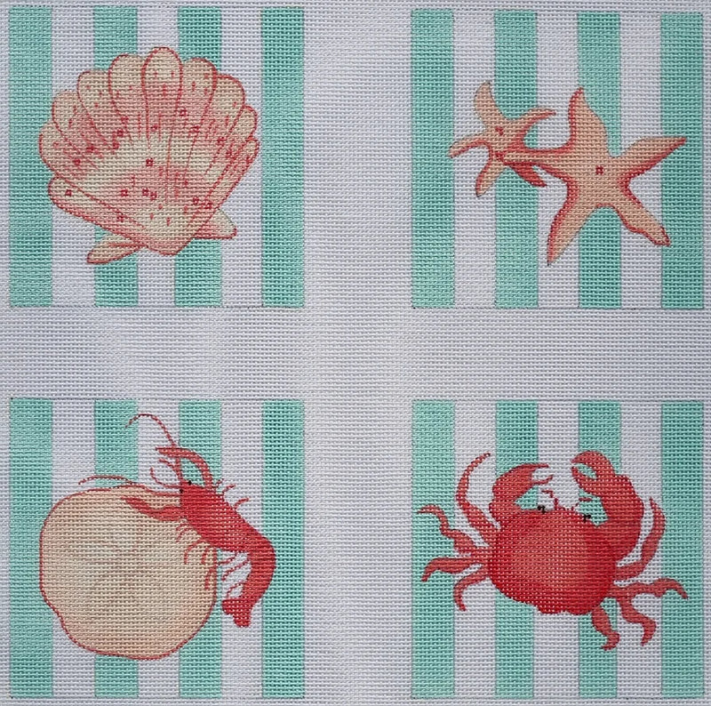 CO4-55 Set of 4 Coasters – Crustaceans & Corals on Caribbean