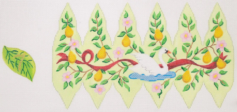 XM-100 - Christmas Ornament – 12 Days Stuffed Pear – Swans-a-Swimming (Day 7) (stitch guide in notebook)