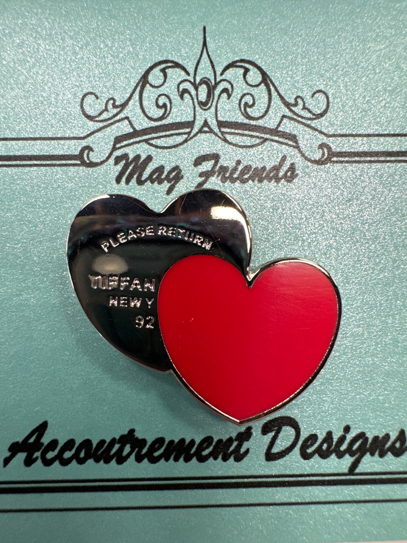 Accoutrement Designs Silver Double Hearts Red