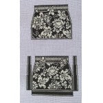 Wg12700 - W-Karen's Damask Coin Purse - blk & ivory