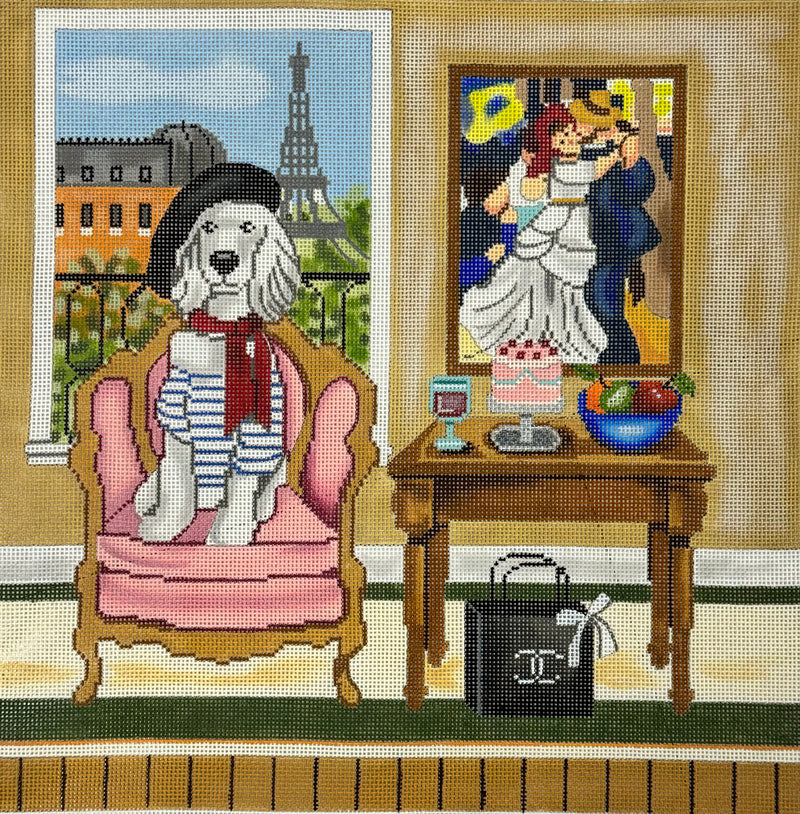 French Poodle with Painting