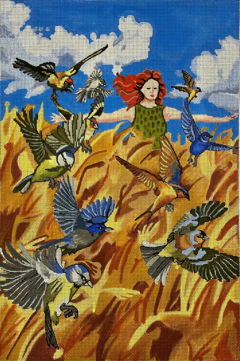 90103-CEC  Birds and Girl in Wheatfield