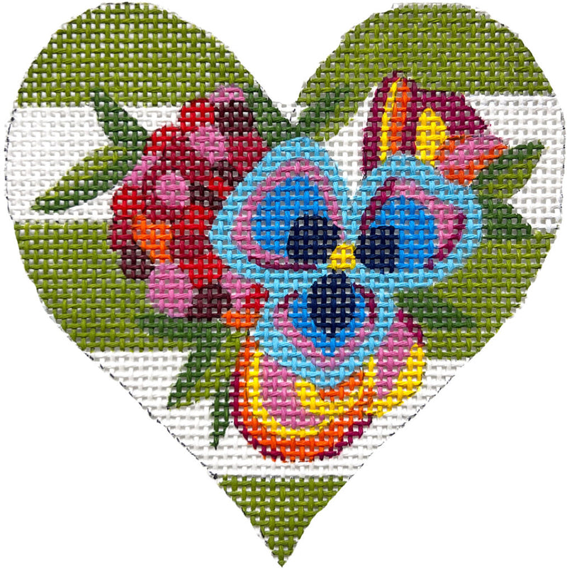 Green Pansy Heart Stitch Along