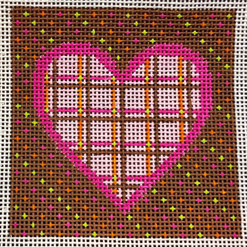 H110A Pink Plaid Heart Ornament