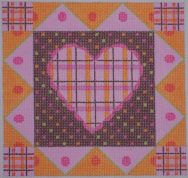 Pink Plaid Heart H110