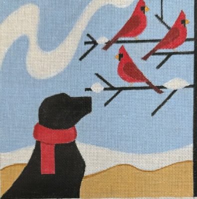 HO2383 BLACK LAB AND CARDINALS