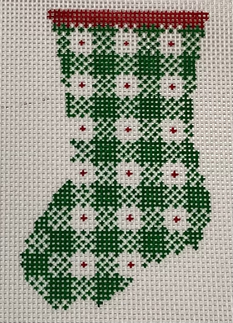 23-332 Mini Green gingham stocking