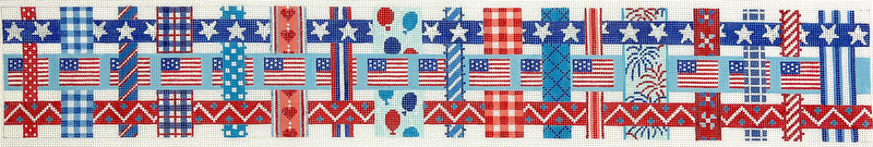 KD-BAS-05 4th of July  Basket - Woven Ribbons w/ a 4th of July Theme