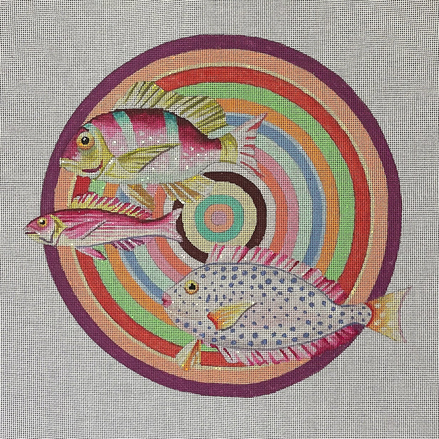 AN526  fish on rainbow circles