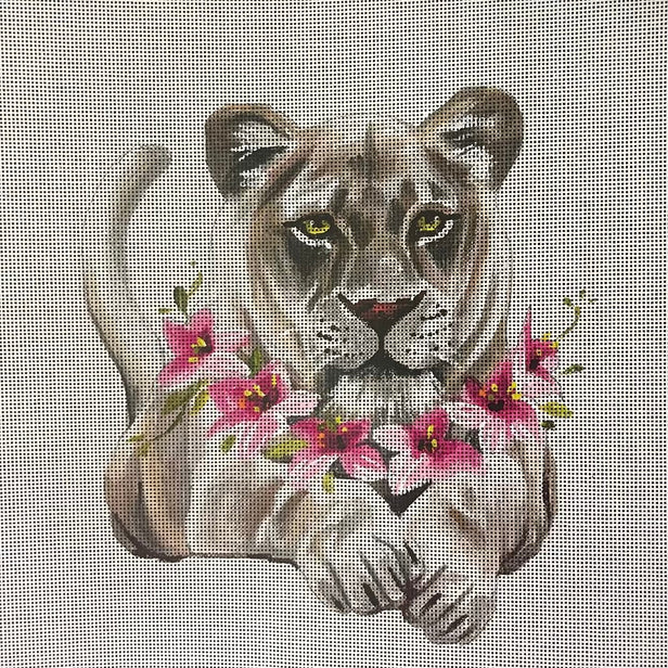 AN519  lioness w floral collar