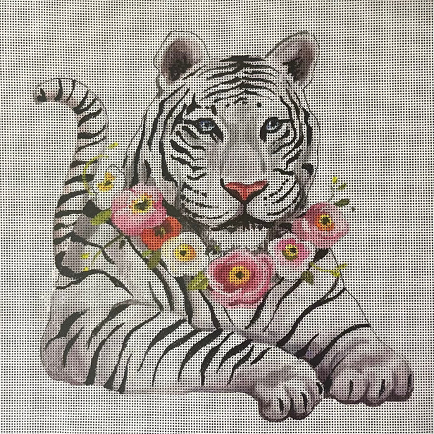 AN520  siberian tiger w floral collar