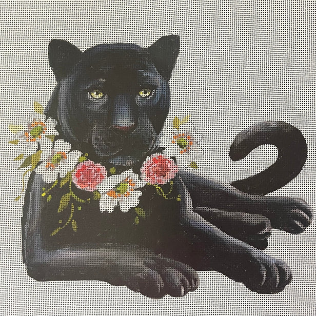 AN521  panther w floral collar