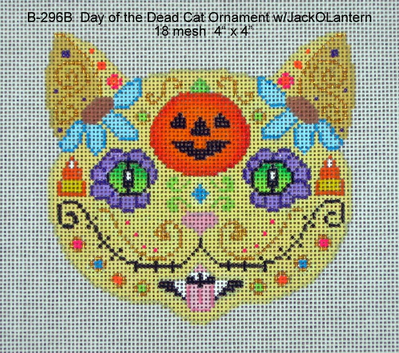 Day of the Dead Cat Ornament w/JackOLantern