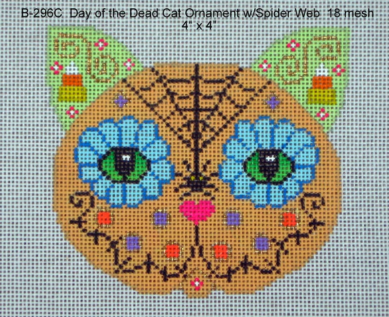 Day of the Dead Cat Ornament w/Spider