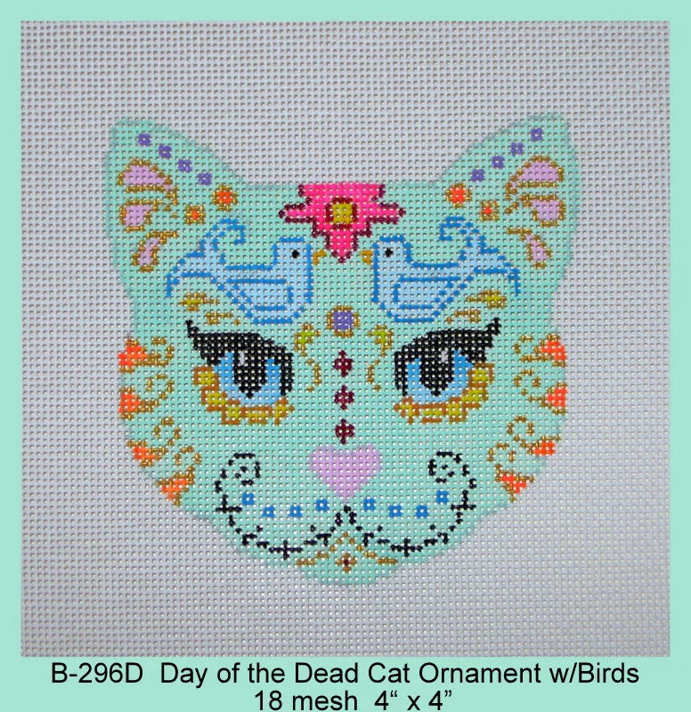Day of the Dead Cat Ornament w/Birds