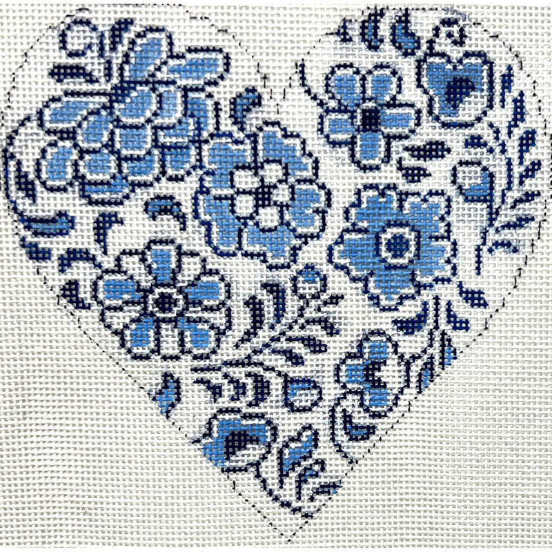 AP4463 Blue and White Flower Heart
